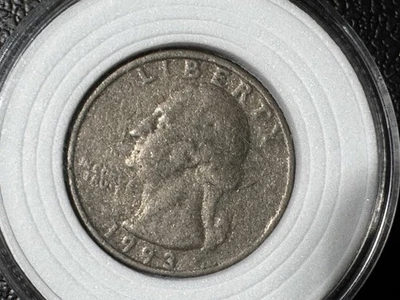 1993 Quarter No Mint Mark Error Can’t Read “in God We Trust” Double Die Cut - Image 1 of 4