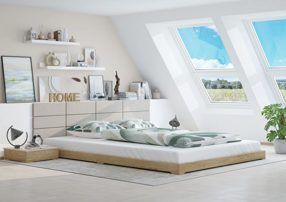 Loftbett Futon extra niedriges Bodenbett 120x200 Esche geölt Einzelbett Echtholz - Bild 1 von 1