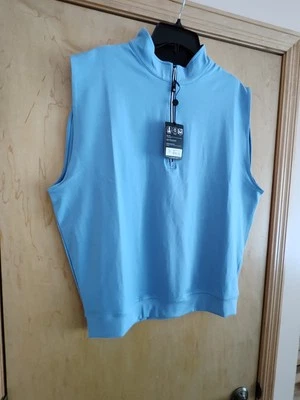 FootJoy Men's Gathered Waist Vest Half Zip Jersey Performance Lagoon L NWT🔖 - Image 1 of 4