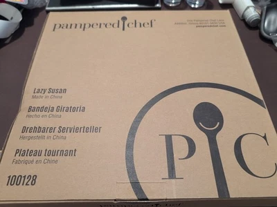 100128 Pampered Chef Wooden LAZY SUSAN - Image 1 of 4