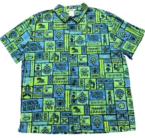 Disney Parks Trader Sams Hemd Herren Größe XL Grün Blau Kurzarm Knopfleiste - Bild 1 von 8