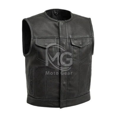 Chaleco de cuero para motociclista turismo aventura chalecos transpirables para hombre Foto 1 de 2