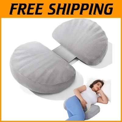 Дышащая бархатная серая дорожная подушка для беременных для спящих на боку и комфорта - Изображение 1 из 4