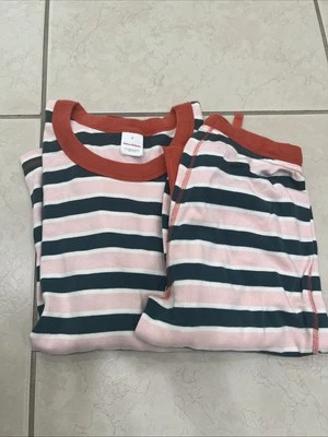 Pijama de mujer Hanna Andersson rosa verde a rayas M y XS 100 % algodón Foto 1 de 4