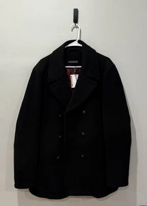 NEW John Varvatos Coat Mens US44 EU54 Black Carlos Peacoat Jacket Retail $698 - Picture 1 of 7