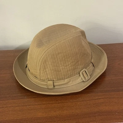Vintage Dobbs Fifth Avenue Bucket Fedora Hat Sz 7 1/4 Khaki Ribbed Lined USA - Image 1 of 4