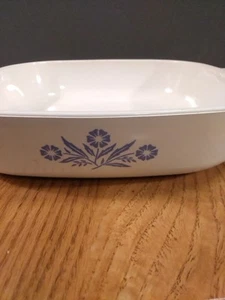 Vtg Corning Pyroceram T.M. CASSEROLE Blue Cornflower 10" GUC No Lid - Picture 1 of 7