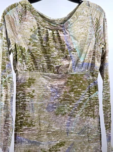 Camiseta Free People M Abstracta Burnout Top Artista Patrón Cintura Alta LS Mezcla de Algodón - Imagen 1 de 11