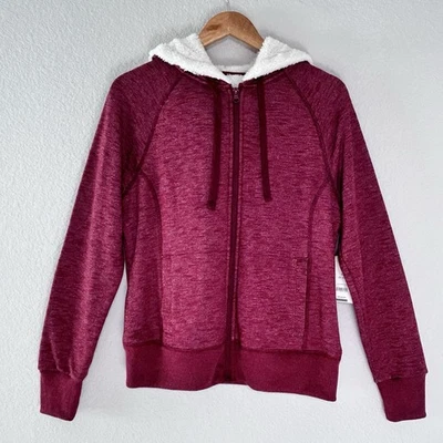 Faded Glory Hoodie Women’s M Cranberry Sherpa Lined Full Zip Fleece Jacket NWT - Image 1 of 4