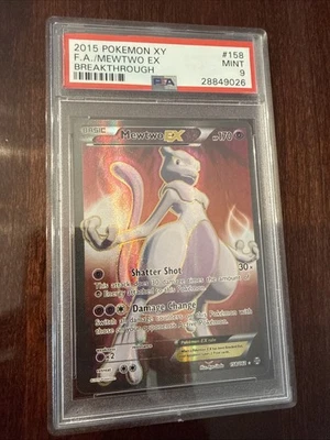 2015 POKEMON XY BREAKTHROUGH #158 FULL ART/MEWTWO EX PSA 9 - Image 1 of 4