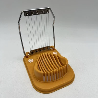 Vintage Boiled Egg Slicer w Metal Wire Band Yellow Harvest Gold Crazy Daisy Gold - Image 1 of 4