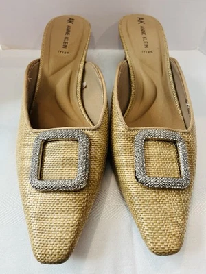 Женские туфли-лодочки Anne Klein AK Laverne 9,5 М бежевые тканые украшенные слинги мулы - Изображение 1 из 4