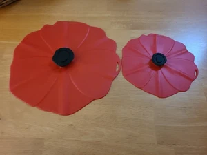 Tapas de silicona Charles Viancin, (2), Amapola roja, 10,5" y 6,5" - Imagen 1 de 5