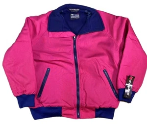 Vintage Sportsmaster Fleece Lined Jacket XL Pink Blue Polar Fleece made in USA - Picture 1 of 13