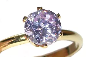 7mm Round Lavender Blue Ice CZ SOLITAIRE RING 14K Gold Plated - Picture 1 of 2