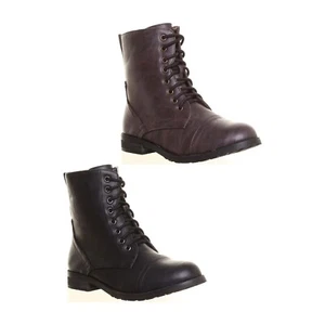 Donna Lacci Stivaletti con Zip Laterale IN Marrone Misura UK 2- 8 - Foto 1 di 14