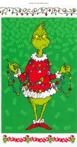 HOW THE GRINCH STOLE CHRISTMAS GREEN PANEL BY KAUFMAN SEUSS FABRIC 24"X44" - Picture 1 of 1