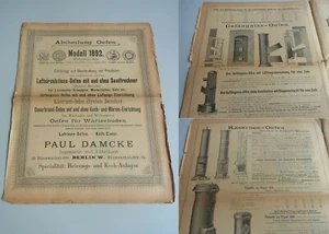 Prospekt 1895 über ÖFEN (Paul Damcke, Berlin) u.a. Gefängnis-Ofen, Kasernen-Ofen - Imagen 1 de 1