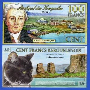 Kerguelen Island 100 Francs 2010 POLYMER Note - Cat, Rock - Picture 1 of 5