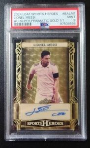 2024 Leaf Sports Signature Gold Prismatic Lionel Messi 1/1 SSP Auto PSA 9 - Picture 1 of 2