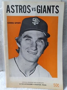 1973 Astros vs. Giants Gioco Programma Souvenir NON MARCATO scorecard - Foto 1 di 11