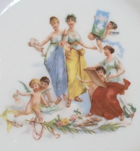 Vintage um 1900 Transferware Kunst Teller Österreichische Göttinnen Engel Cherubs - Bild 1 von 4