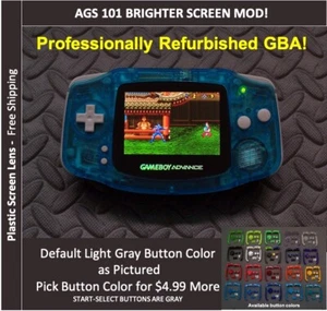 Game Boy Advance System AGS101 Backlit Mod - Kunststoff Display - GITD Crystal Blue - Bild 1 von 2
