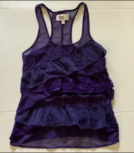 So Kohl’s Purple Tank Top XS Sleeveless Blouse Ruffles Excellent Condition Y2K - Picture 1 of 4