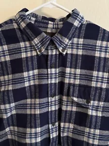 JACHS New York Men's XLT Tall LS Flannel Button Up Shirt Blue Plaid Cotton - Picture 1 of 10
