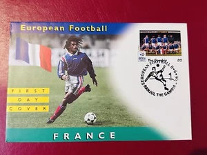 GAMBIA 1996 EURO 96 FIRST DAY COVER FDC FEATURING FRANCE TEAM - Picture 1 of 2