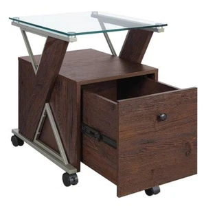 Zenos Mobile File Cabinet with Casters in Traditional Cherry Red Engineered Wood - Picture 1 of 9