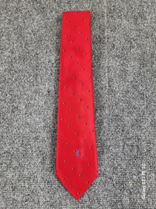 Yves Saints Laurent Tie Polyester Red/Blue Geometric - Picture 1 of 7