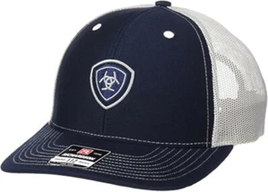 Ariat Cappello Uomo Berretto Baseball Maglia Snap Back Logo Patch Blu Navy - Foto 1 di 3
