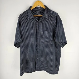 Haggar Shirt Mens Extra Large Grey Stripe Short Sleeve Button Up Pocket Casual - Picture 1 of 9