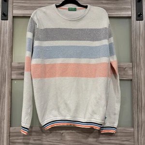 Vintage United Colors Of Benetton Multi Colored Striped Sweater Cotton Sz L - Picture 1 of 9