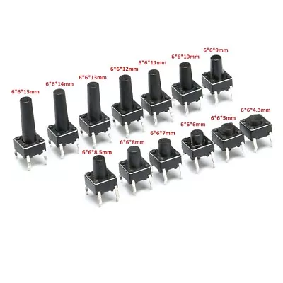 6*6*(4.3-15mm) Momentary Tactile Push Button Switch Small Mini Micro PCB Mounted - Image 1 of 4