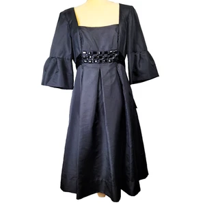 Donna Morgan Dress Women 10 Black Bell Sleeve Witchy Whimsigoth Romantic VTG - Picture 1 of 14