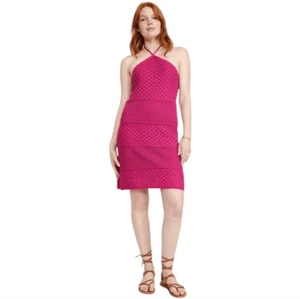 Old Navy Neu mit Etikett Neckholder Häkel Minikleid in Drachenfrucht Fucshia Large - Bild 1 von 10