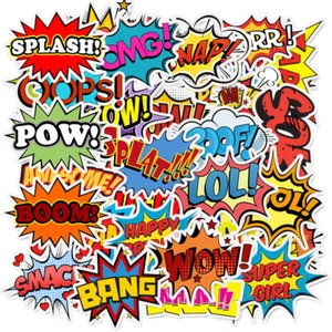 50pcs Random Vinyl Laptop Skateboard Stickers Luggage Decals Boom English Letter - Picture 1 of 5