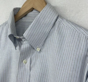 BROOKS BROTHERS Shirt Mens 16-34 Madison Oxford Pinstripes Non Iron Supima Blue - Picture 1 of 12