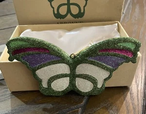 Arbonne Angels Holiday Christmas Ornament Butterfly Green Ceramic Glitter In Box - Picture 1 of 6