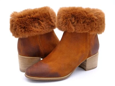 Antelope Ofelia Womens 5 Ankle Boots Brown Suede Fur Trim Side Zip Bootie EUR 36 - Image 1 of 4