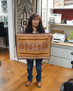 Velma Wauneka, Eye Dazzler, Navajo Handwoven Rug, 26” x 19” - Picture 1 of 4