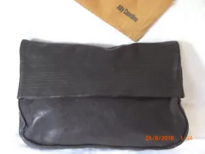 Bolso de Mano Ally Capellino 'NUEVO' Suave Vintage Cuero Cosido Negro Magnético Grande - Imagen 1 de 12