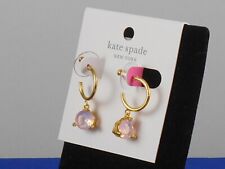 Kate Spade Gold Pink Opal RISE AND SHINE Crystal Drop Huggie Hoop Earrings $59