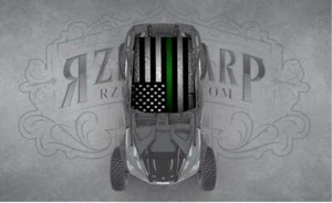 2 SEAT UNIVERSAL ROOF FITS POLARIS RZR CAN-AM GREEN LINE WRAP STICKER DECAL - Bild 1 von 2