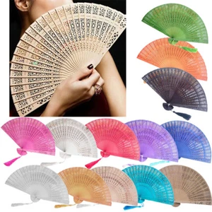 Abanico Plegable Madera Boda Mano Fragante Fiesta Tallado Bambú Estilo Chino/ - Imagen 1 de 10