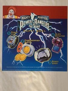 Vintage neu aus altem Lagerbestand 1995 McDonald's Power Rangers Mighty Morphin Schild 13" x 13" Happy Meal - Bild 1 von 9