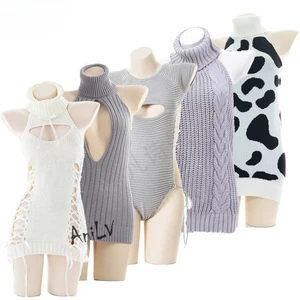 Girl Turtleneck Sweater Dress Sleepwear Costume Student Sexy Pajamas Cosplay - Picture 1 of 30