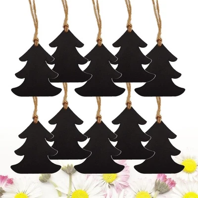  10 PCS Wooden Hanging Mini Blackboard Christmas Tree Pendant Double-sided - Image 1 of 4